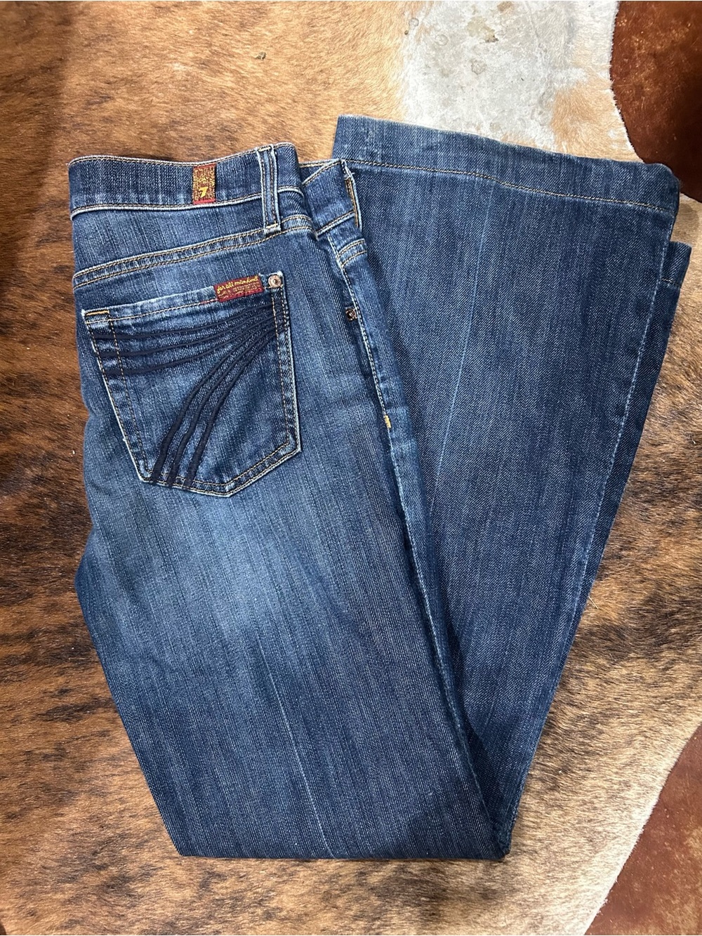 7 For All Mankind Dark Blue Flare Jeans